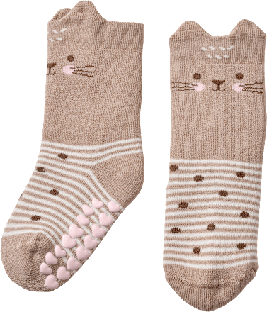 ABS Socken mit Katzen-Motiv, braun, Gr. 23/26 ALANA