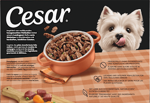 Nassfutter Hund Landküche Vielfalt in Sauce, Multipack (8x150 g) Cesar
