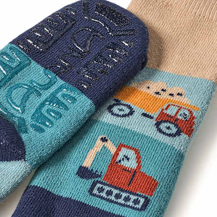 Stoppersocken mit Baustellen-Motiv, blau, Gr. 21/22 ALANA