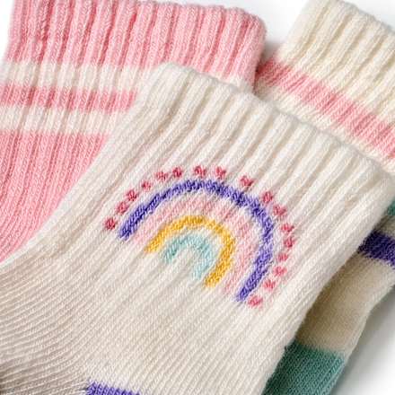 Erstlingssocken mit Regenbogen-Motiv, rosa + weiß, Gr. 13/14 ALANA