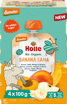 Quetschie Banana Lama Banane, Apfel, Mango & Aprikose ab dem 6. Monat Holle