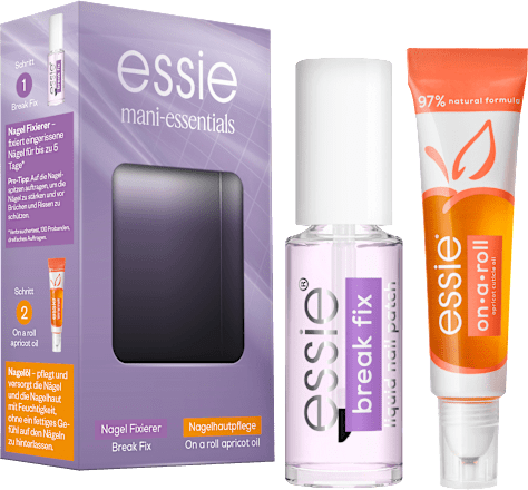 Nagelpflege Set Break Fix Nagelfixierer & On a roll Apricot Cuticle Oil essie