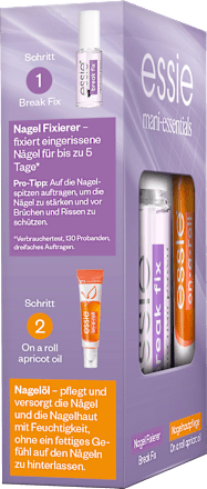 Nagelpflege Set Break Fix Nagelfixierer & On a roll Apricot Cuticle Oil essie