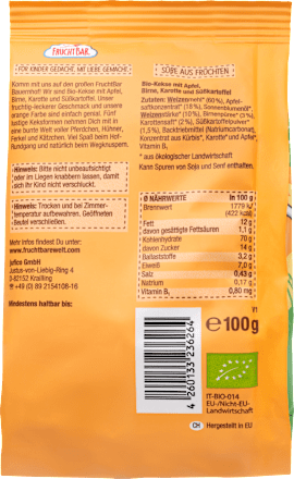 Babykekse Bio-Bauernhof mit Birne, Apfel, Karotte & Süßkartoffel ab 8 Monaten FruchtBar