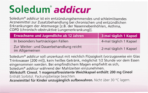 Soledum addicur 200 mg Cineol magensaftresistente Weichkapseln Soledum