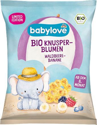 Gustare pentru bebeluși „Flori crocante cu fructe de pădure”, începând de la 8 luni babylove