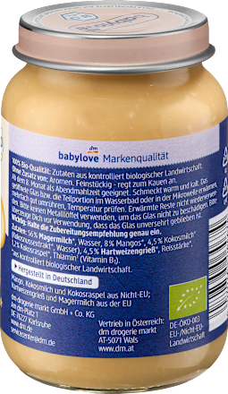 Abendbrei Milchbrei Mango, Kokos ab dem 8. Monat babylove