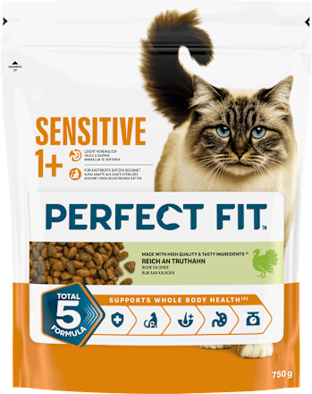 Trockenfutter Katze sensitive 1+ mit Truthahn, Adult PERFECT FIT