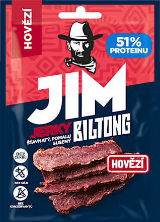 Jim Jerky Biltong maso sušené hovězí Emco