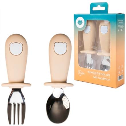 Set tacâmuri, linguriță și furculiță, crem babysnugg