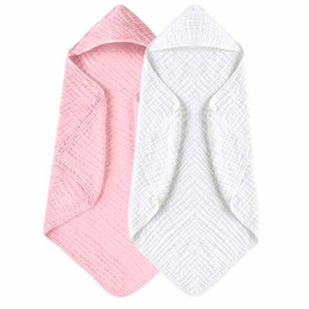 Set prosoape de muselină pentru bebeluși, alb-roz babysnugg