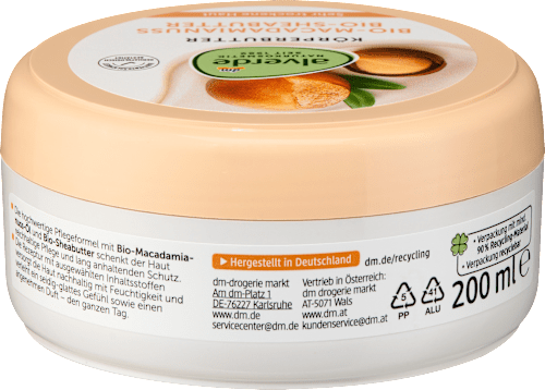Körperbutter Bio-Macadamianuss und Bio-Karitébutter alverde NATURKOSMETIK