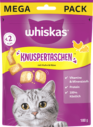 Katzenleckerli Knuspertaschen mit Huhn & Käse, Megapack Whiskas