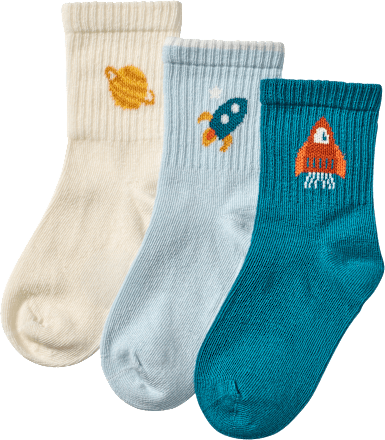 Tennissocken mit Weltall-Motiven, blau + gelb, Gr. 23/26 ALANA
