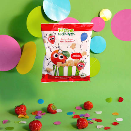 Kindersnack Party Pops Apfel Erdbeere ab 1 Jahr Freche Freunde