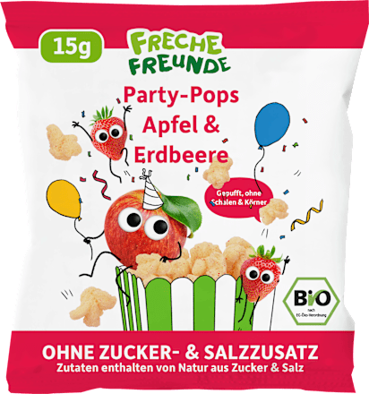 Kindersnack Party Pops Apfel Erdbeere ab 1 Jahr Freche Freunde