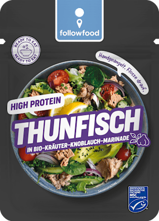 Salattopping Thunfisch in Bio-Kräuter-Knoblauch-Marinade followfood