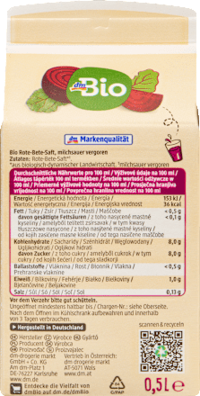 Direktsaft, Rote Bete dmBio