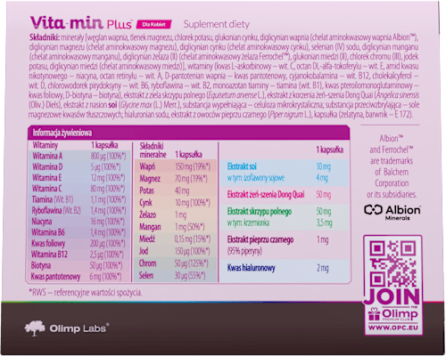 Vita-min Plus dla kobiet, kapsułki w blistrach OLIMP LABS