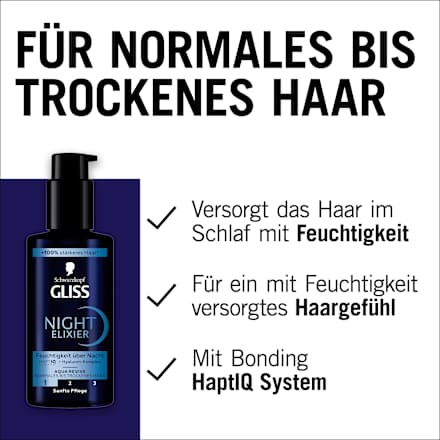 Haarkur Night Elixier Aqua Revive Schwarzkopf GLISS