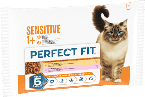 Nassfutter Katze sensitive 1+ mit Huhn & Lachs in Sauce PERFECT FIT