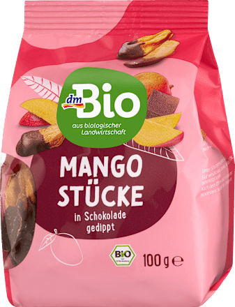 mango sušené v hořké čokoládě dmBio