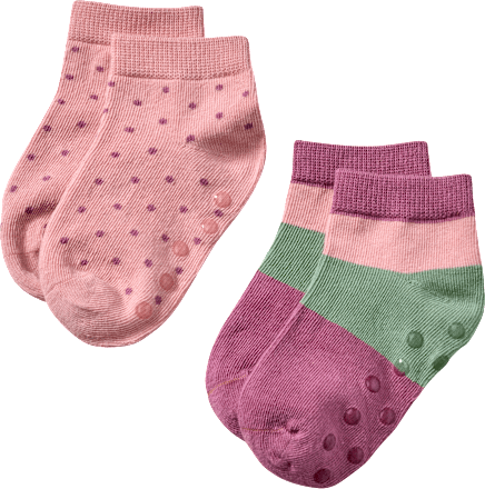 ABS Sneaker Socken mit Punkte-Muster, rosa & grün, Gr. 19/22 ALANA