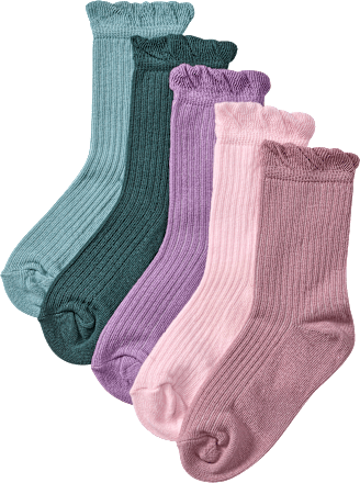 Socken mit Ripp-Struktur, lila + rosa + grün, Gr. 23/26 PUSBLU