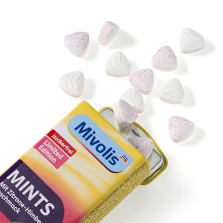 Pastilky bez cukru Mivolis Mints citrón-malina Mivolis