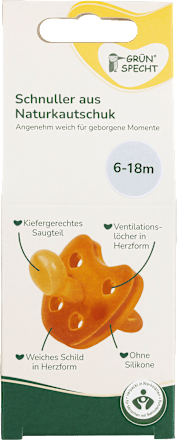 Schnuller Naturkautschuk, Gr. 2, 6-18 Monate Grünspecht