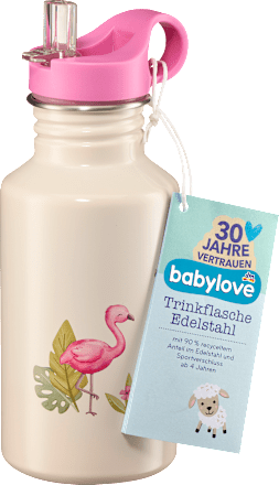 Trinkflasche Kinder Edelstahl beige Flamingo babylove