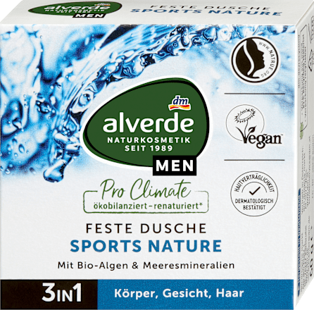 Tuhý sprchovací gél 3v1 Sports Nature alverde MEN
