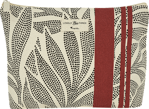 Kulturtasche mit Blauttmuster groß beige manòu
