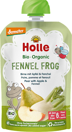 Quetschie Fennel Frog, Birne, Apfel & Fenchel ab 6 Monaten Holle