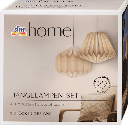 Hängelampen-Set aus Kunststoffpapier, weiß (21x26/19x26  cm) dm home