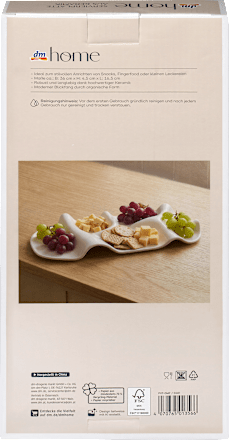 Servierplatte aus Keramik, offwhite/beige (16,6x35x5 cm) dm home