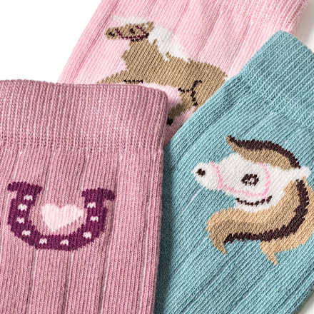 Socken mit Pferde-Motiv, rosa + blau, Gr. 27/29 ALANA