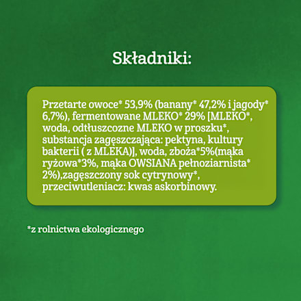 Mus owocowy banany, jagody z jogurtem i płatkami zbóż po 6. miesiącu życia Gerber Organic