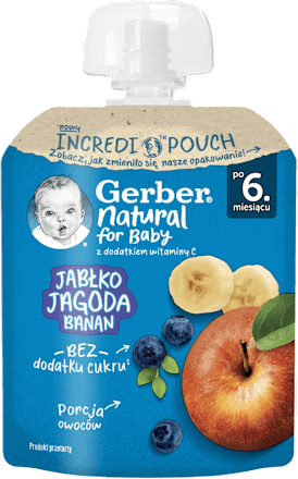 Mus owocowy jabłko, jagoda, banan po 6. miesiącu życia Gerber