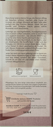 Karaffe mit Trinkglas aus Glas, salbei Jean&Len
