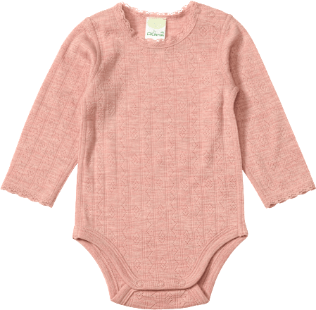 Body Langarm aus Wolle-Seide mit Ajour-Struktur, rosa, Gr. 62/68 ALANA