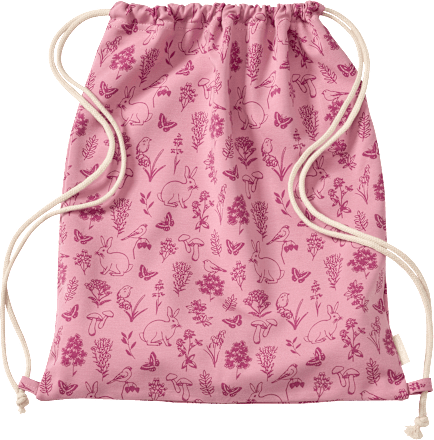 Turnbeutel mit Hasen- & Pilz-Muster, rosa, ca. 32 x 40 cm ALANA