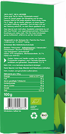 Schokolade, Vollmilch Plant-for-the-Planet