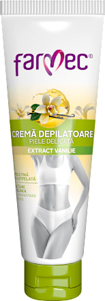 Cremă depilatoare cu extract de vanilie pentru piele delicată farmec
