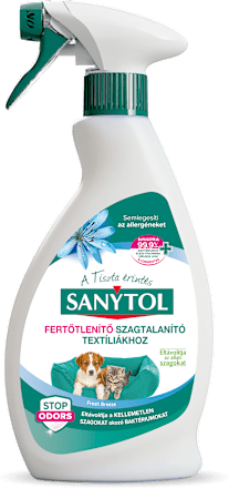 Fertőtlenítő és szagtalanító textil spray, kisállat szagok ellen SANYTOL