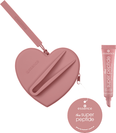 Set the super peptide glossy lip treatment balzam za usne + torbica u obliku srca essence