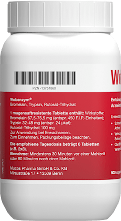 Wobenzym Entzündungshemmendes Arzneimittel (Antiphlogistikum), magensaftresistente Tabletten Wobenzym
