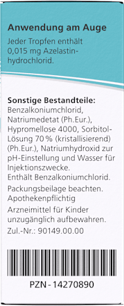 Azedil 0,5 mg/ml Augentropfen Lösung, Azelastinhydrochlorid Azedil