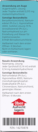 Azedil Kombi-Packung 0,5mg/ml Augentropfen, 1mg/ml Nasenspray, Azelastinhydrochlorid Azedil