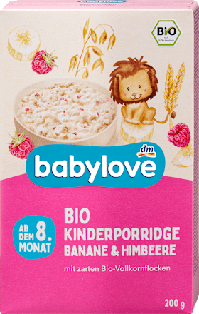 bio ovesná kaše s příchutí banánu a malin babylove
